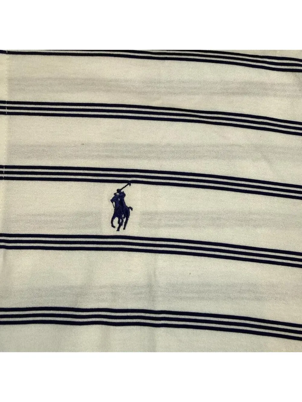 Polo Ralph Lauren Golf Polo Shirt Mens XL White Blue Horizontal Striped Cotton